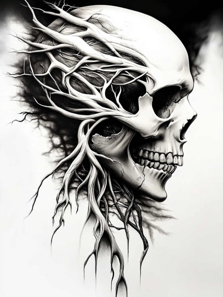 dark-element-tattoo – tattoo design ideas free ai generated – surrealism-ambiguous-space – for-thigh – Gallery: other-dark-inkby-ai