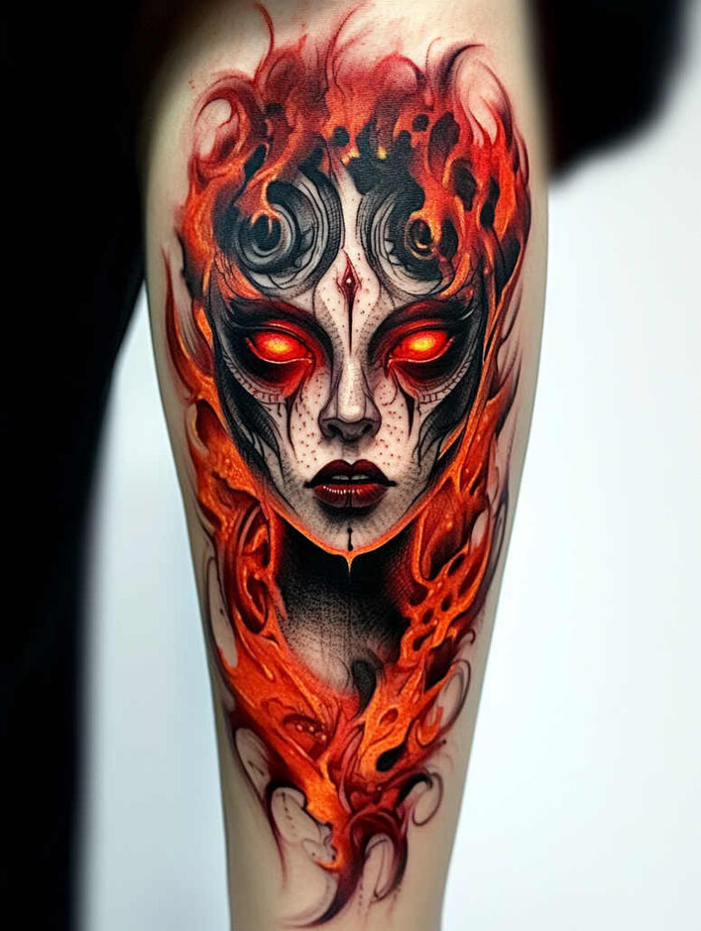 dark-figure-tattoo – tattoo design ideas free ai generated – neotraditional-soft-shadows – for-stomach – Gallery: other-dark-inkby-ai