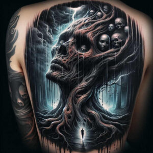 dark-figure-tattoo – tattoo design ideas free ai generated – realism-reflection-effect – for-hip – Gallery: other-dark-inkby-ai