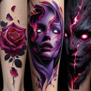dark-form-tattoo – tattoo design ideas free ai generated – neotraditional-subtle-tone – for-lower-thigh – Gallery: other-dark-inkby-ai