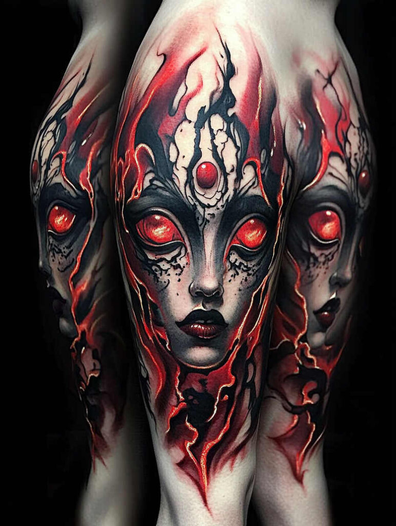 dark-geometric-tattoo – tattoo design ideas free ai generated – neotraditional-accent-shading – for-knee – Gallery: other-dark-inkby-ai
