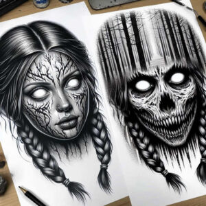 dark-geometric-tattoo – tattoo design ideas free ai generated – neotraditional-layered-color – for-back-shoulder – Gallery: other-dark-inkby-ai
