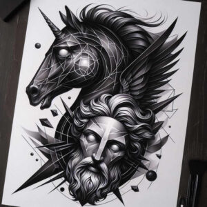 dark-geometric-tattoo – tattoo design ideas free ai generated – realism-crisp-detail – for-nape – Gallery: other-dark-inkby-ai