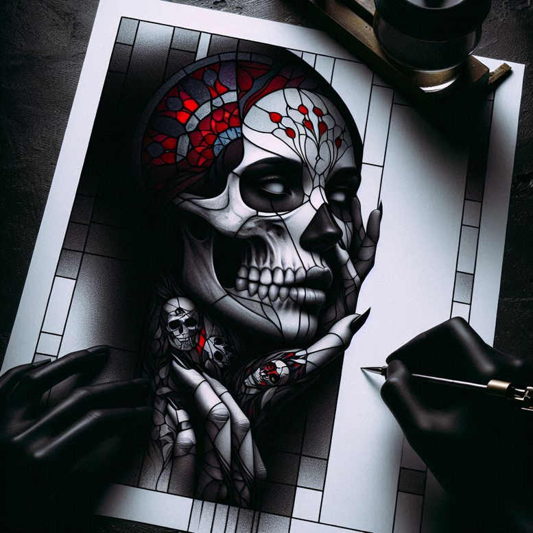 dark-geometric-tattoo – tattoo design ideas free ai generated – realism-photo-realistic – for-hand – Gallery: other-dark-inkby-ai