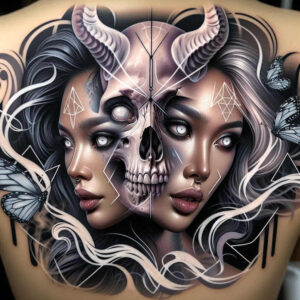 dark-geometric-tattoo – tattoo design ideas free ai generated – surrealism-visual-paradox – for-collarbone – Gallery: other-dark-inkby-ai