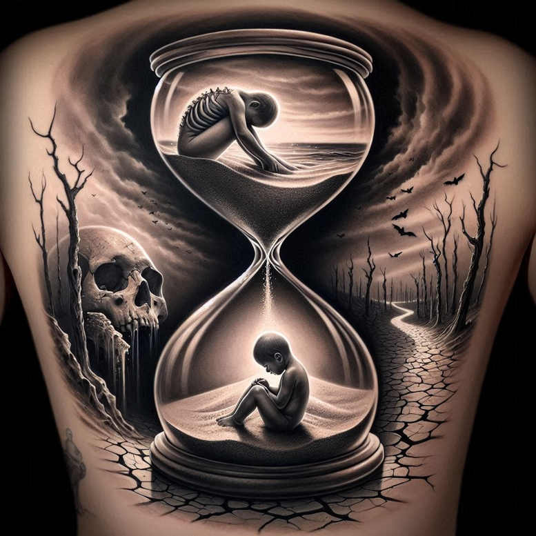 dark-landscape-tattoo – tattoo design ideas free ai generated – neotraditional-classic-shading – for-upper-back – Gallery: other-dark-inkby-ai