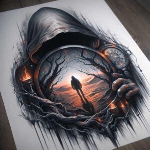 dark-landscape-tattoo – tattoo design ideas free ai generated – neotraditional-layered-fill – for-neck – Gallery: other-dark-inkby-ai