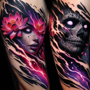 dark-landscape-tattoo – tattoo design ideas free ai generated – realism-natural-blush – for-full-back – Gallery: other-dark-inkby-ai