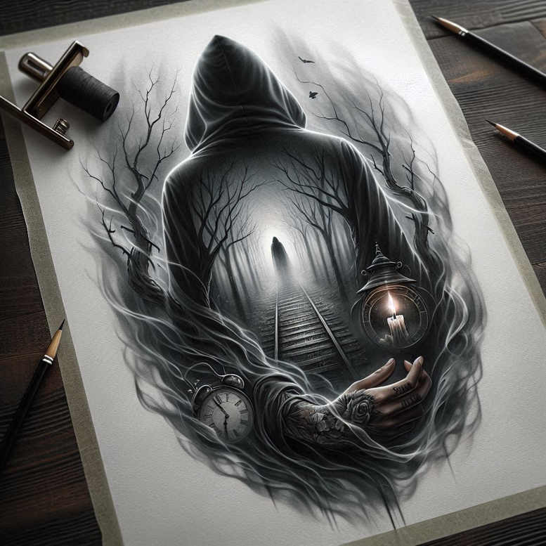 dark-light-tattoo – tattoo design ideas free ai generated – realism-high-definition – for-inner-arm – Gallery: other-dark-inkby-ai