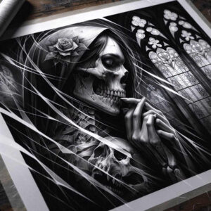 dark-line-tattoo – tattoo design ideas free ai generated – neotraditional-accent-shading – for-behind-ear – Gallery: other-dark-inkby-ai