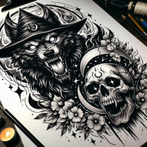 dark-magic-tattoo – tattoo design ideas free ai generated – neotraditional-classic-composition – for-foot – Gallery: other-dark-inkby-ai