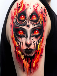 dark-motif-tattoo – tattoo design ideas free ai generated – surrealism-metaphysical – for-shoulder-blade – Gallery: other-dark-inkby-ai