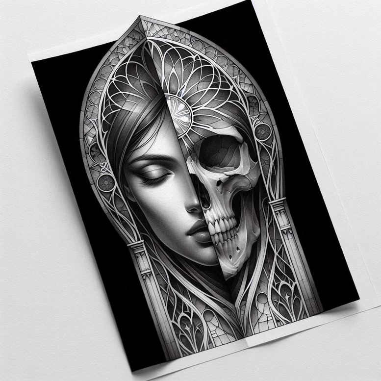 dark-mystery-tattoo – tattoo design ideas free ai generated – surrealism-psychedelic – for-thigh – Gallery: other-dark-inkby-ai