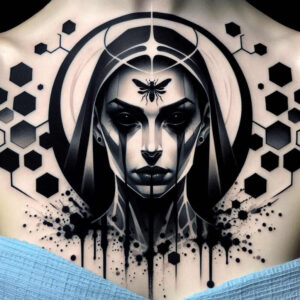 dark-nature-tattoo – tattoo design ideas free ai generated – realism-light-and-shadow-play – for-shoulder-blade – Gallery: other-dark-inkby-ai