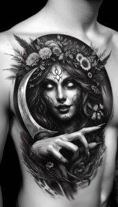 dark-ornament-tattoo – tattoo design ideas free ai generated – neotraditional-rich-shading – for-upper-chest – Gallery: other-dark-inkby-ai