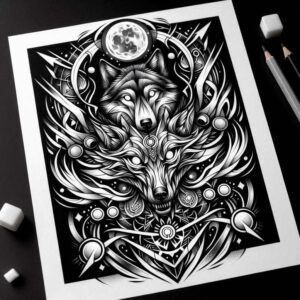 dark-power-tattoo – tattoo design ideas free ai generated – neotraditional-subtle-tone – for-back-of-neck – Gallery: other-dark-inkby-ai
