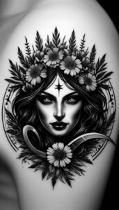 dark-shape-tattoo – tattoo design ideas free ai generated – neotraditional-bold-texture – for-lower-thigh – Gallery: other-dark-inkby-ai