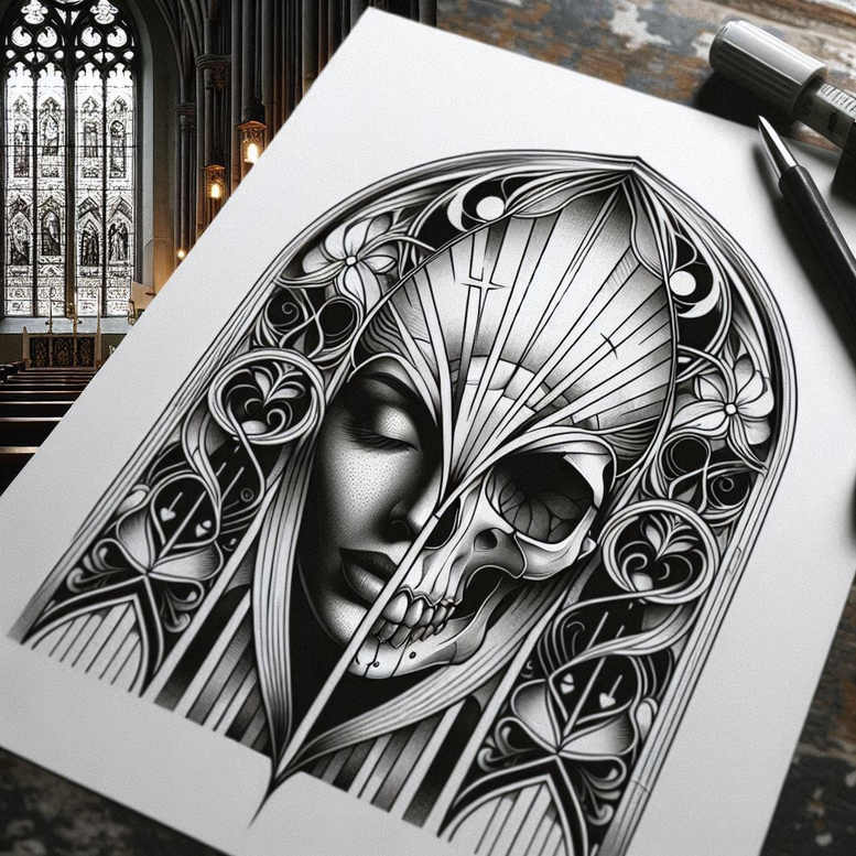 dark-shape-tattoo – tattoo design ideas free ai generated – realism-skin-texture – for-hip – Gallery: other-dark-inkby-ai