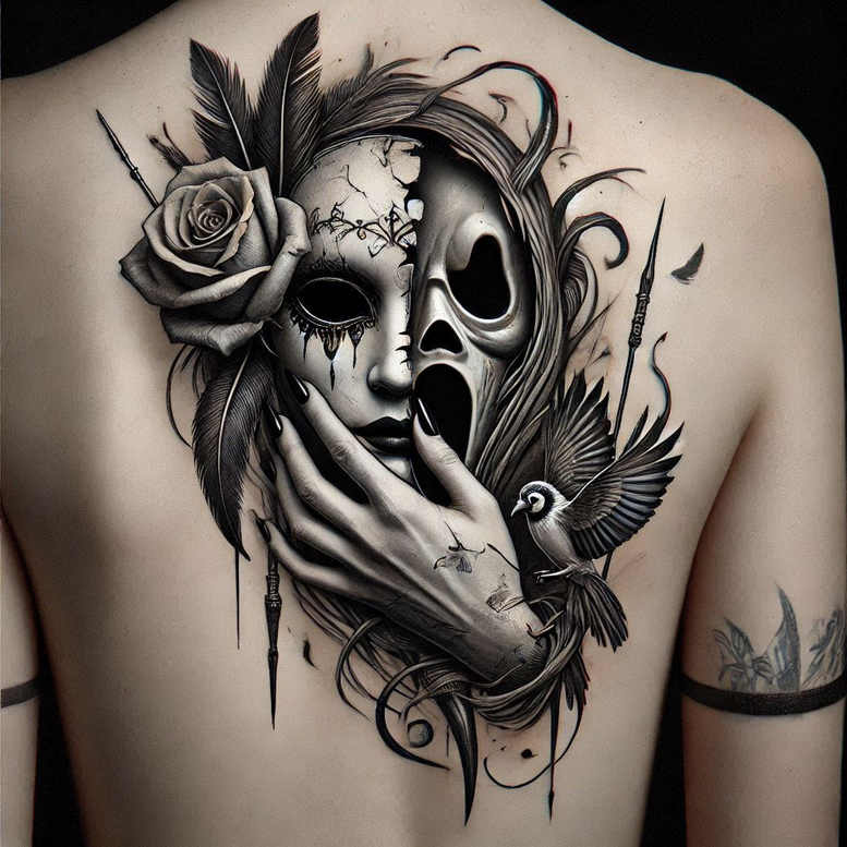 dark-space-tattoo – tattoo design ideas free ai generated – neotraditional-balanced-color – for-fingers – Gallery: other-dark-inkby-ai