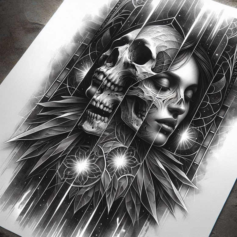 dark-space-tattoo – tattoo design ideas free ai generated – realism-natural-look – for-knee – Gallery: other-dark-inkby-ai