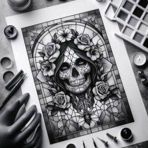 dark-spiritual-tattoo – tattoo design ideas free ai generated – neotraditional-vintage-influence – for-lower-arm – Gallery: other-dark-inkby-ai