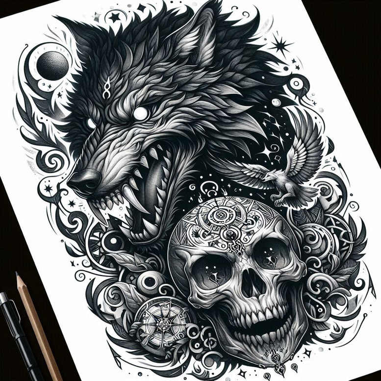 dark-spiritual-tattoo – tattoo design ideas free ai generated – realism-real-shadows – for-lower-arm – Gallery: other-dark-inkby-ai
