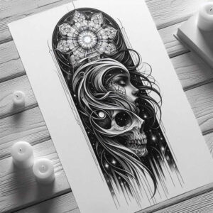 dark-story-tattoo – tattoo design ideas free ai generated – realism-highlighted-contrast – for-lower-back – Gallery: other-dark-inkby-ai