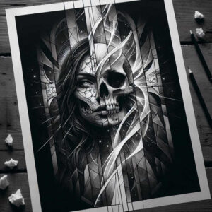 dark-tattoo – tattoo design ideas free ai generated – surrealism-morphic-transformation – for-back-shoulder – Gallery: other-dark-inkby-ai