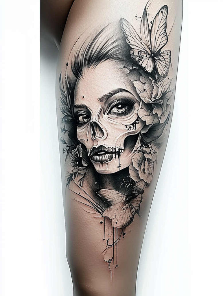 dark-transformation-tattoo-for-men – tattoo design ideas free ai generated – neotraditional-refined-lines – for-shoulder-blade – Gallery: other-dark-inkby-ai