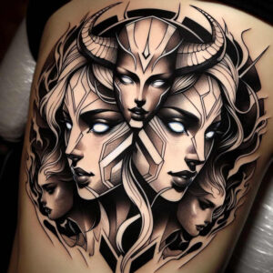 dark-transformation-tattoo-for-men – tattoo design ideas free ai generated – surrealism-surreal-lighting – for-temple – Gallery: other-dark-inkby-ai