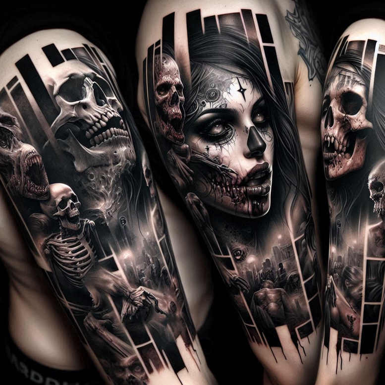 darkness-tattoo – tattoo design ideas free ai generated – neotraditional-contrasting-colors – for-upper-arm – Gallery: other-dark-inkby-ai