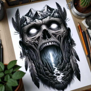 darkness-tattoo – tattoo design ideas free ai generated – realism-natural-tones – for-upper-arm – Gallery: other-dark-inkby-ai