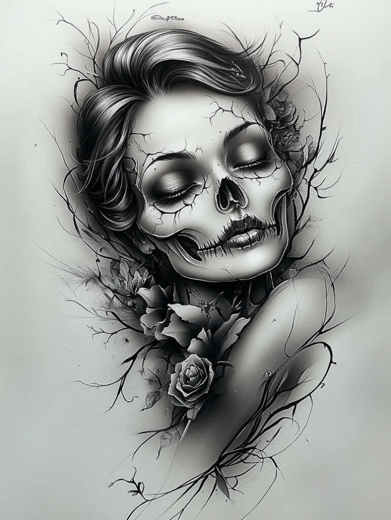 darkness-tattoo – tattoo design ideas free ai generated – realism-tonal-depth – for-upper-arm – Gallery: other-dark-inkby-ai