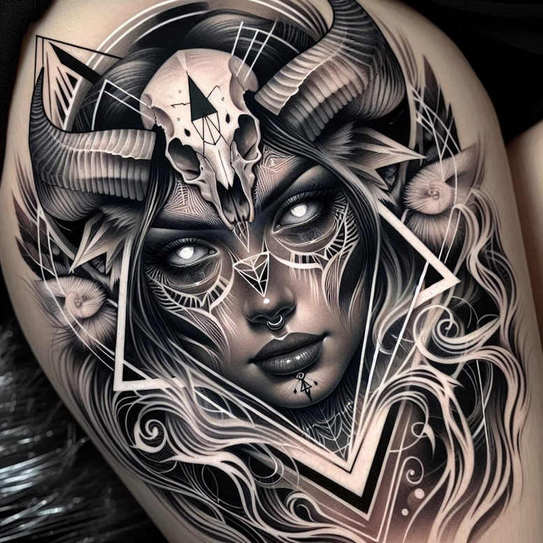 gloomy-tattoo – tattoo design ideas free ai generated – neotraditional-layered-color – for-chest – Gallery: other-dark-inkby-ai