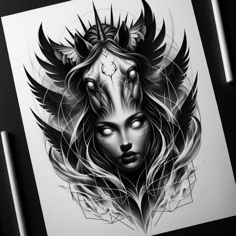 gloomy-tattoo – tattoo design ideas free ai generated – realism-realistic-lighting – for-back-shoulder – Gallery: other-dark-inkby-ai