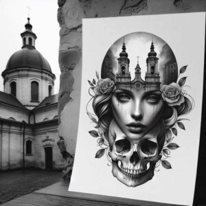 mysterious-tattoo – tattoo design ideas free ai generated – neotraditional-refined-lines – for-scapula – Gallery: other-dark-inkby-ai
