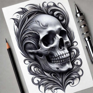 mysterious-tattoo – tattoo design ideas free ai generated – surrealism-floating-elements – for-back-of-neck – Gallery: other-dark-inkby-ai