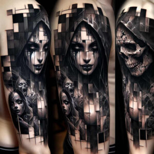 mysterious-tattoo – tattoo design ideas free ai generated – surrealism-impossible-forms – for-calf – Gallery: other-dark-inkby-ai