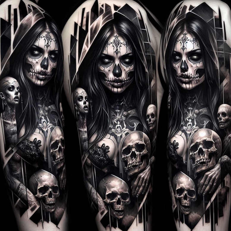 mysterious-tattoo – tattoo design ideas free ai generated – surrealism-shifting-shapes – for-foot – Gallery: other-dark-inkby-ai