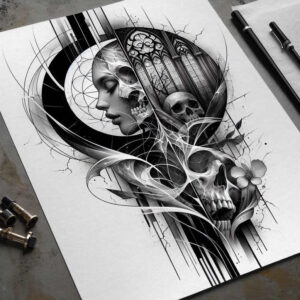 shadow-tattoo – tattoo design ideas free ai generated – neotraditional-artful-color – for-spine – Gallery: other-dark-inkby-ai