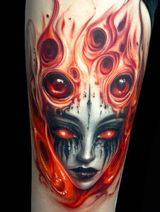 other-dark tattoo design ideas Surrealism unearthly blood red embodying perseverance
