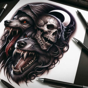 other-dark tattoo design ideas Realism sharp focus blood red for outer arm
