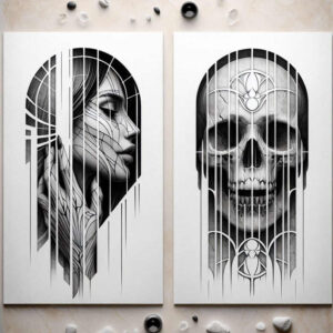 other-dark tattoo design ideas Surrealism chromatic aberration broken for calf