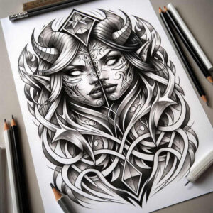 other-dark tattoo design ideas Surrealism unreal demonic for lower chest