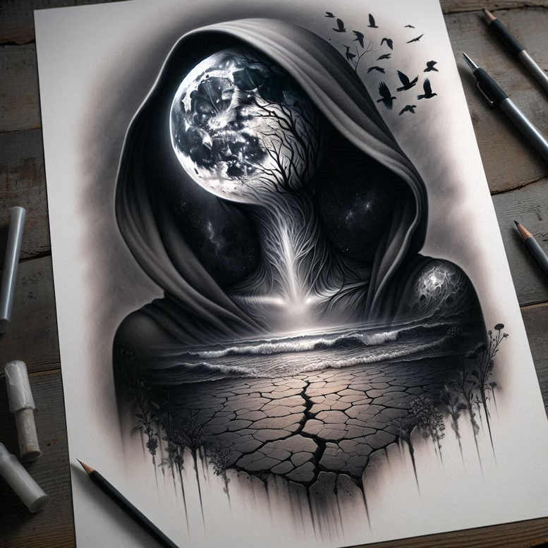 other-dark tattoo design ideas close-up despair for shoulder blade