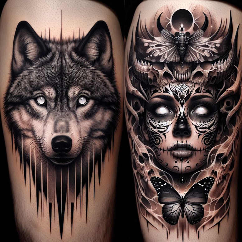 other-dark tattoo design ideas lifelike distorted for side torso
