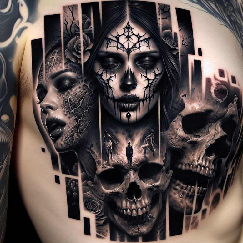 other-dark tattoo design ideas Realism true skin dripping for lower thigh