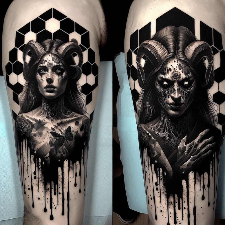 other-dark tattoo design ideas Surrealism shadow play eerie for lower arm