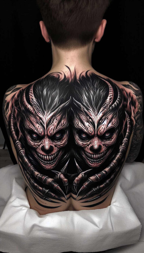 other-dark tattoo design ideas Realism living skin eerie for upper thigh