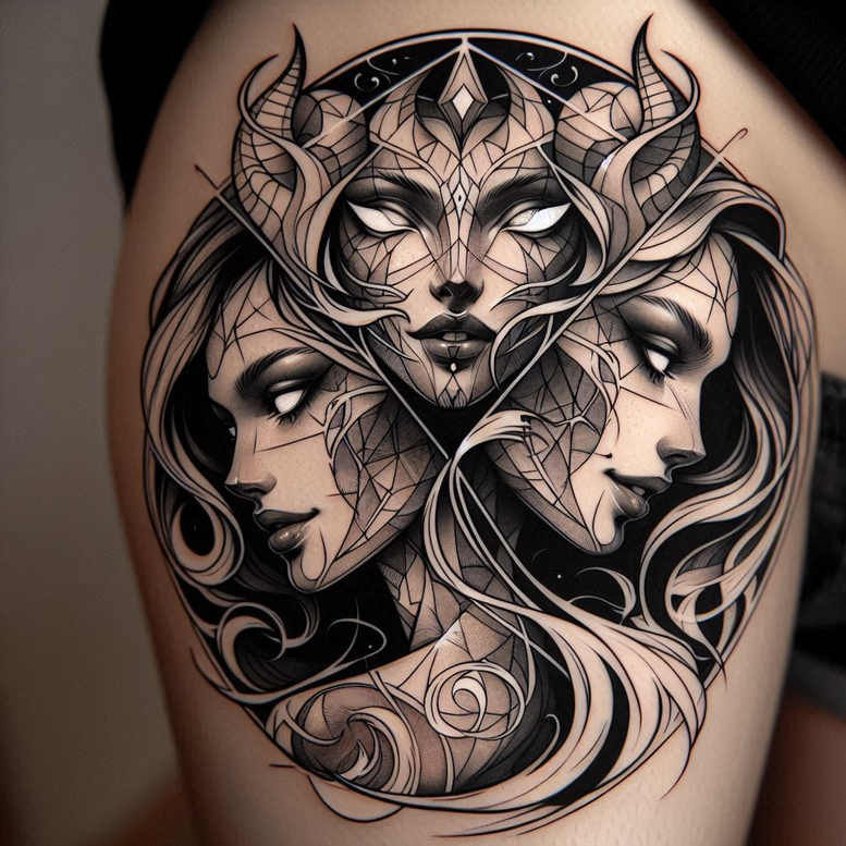 other-dark tattoo design ideas distorted perspective eerie symbolising strength